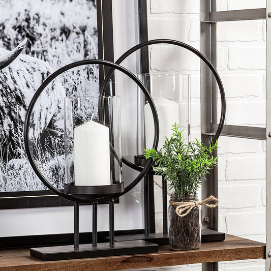 Mercana - Saturn I Small Black Metal Table Candle Holder - 67964_CLOSEOUT view 2