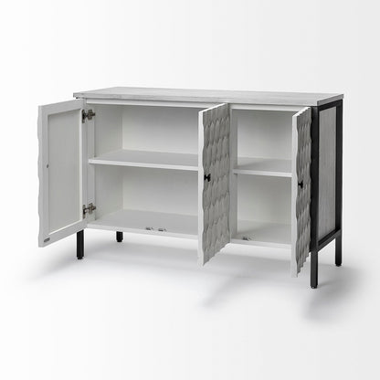 Mercana - Savannah White Fir Veneer & Gray Metal 3-Door Accent Cabinet - 68268 view 2