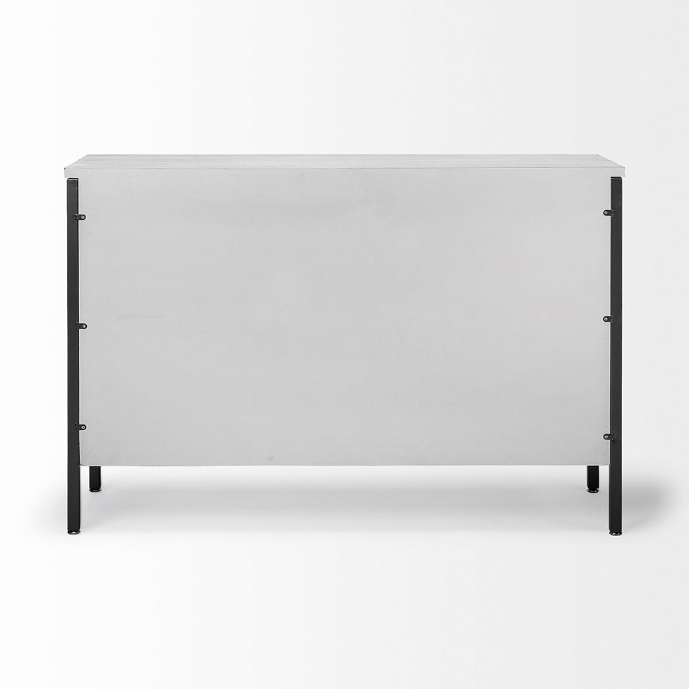 Mercana - Savannah White Fir Veneer & Gray Metal 3-Door Accent Cabinet - 68268 view 3