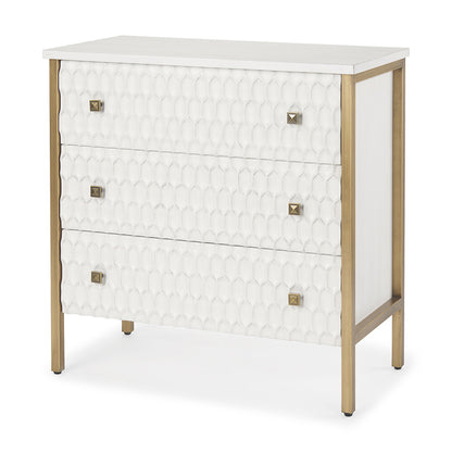 Mercana - Savannah White Fir Veneer w/ Gold Metal 3-Drawer Accent Cabinet - 69758_CLOSEOUT view 1