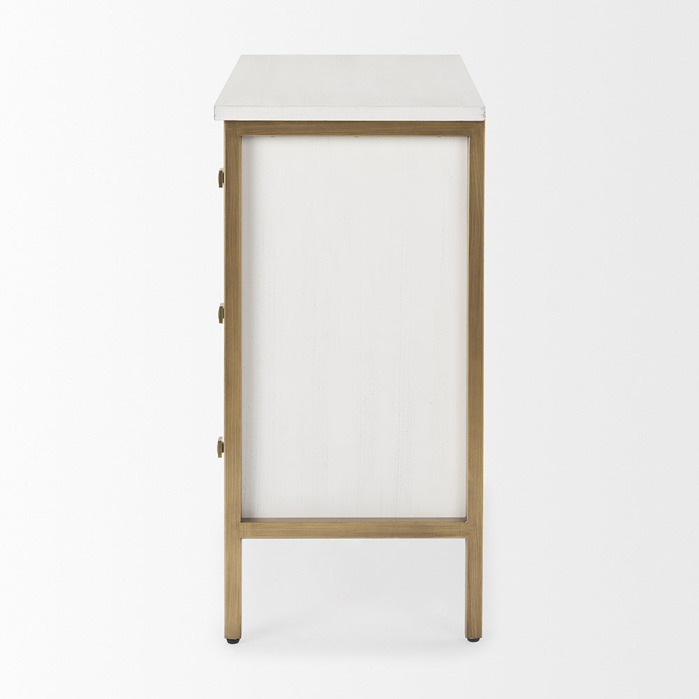 Mercana - Savannah White Fir Veneer w/ Gold Metal 3-Drawer Accent Cabinet - 69758_CLOSEOUT view 3