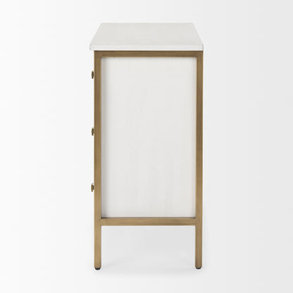 Mercana - Savannah White Fir Veneer w/ Gold Metal 3-Drawer Accent Cabinet - 69758_CLOSEOUT view 3