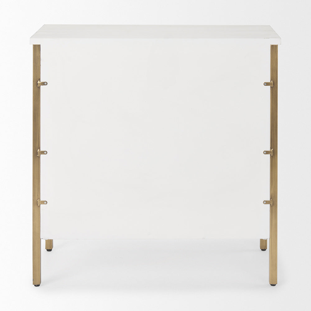 Mercana - Savannah White Fir Veneer w/ Gold Metal 3-Drawer Accent Cabinet - 69758_CLOSEOUT view 4