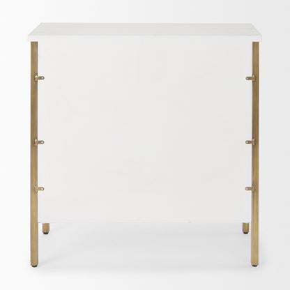 Mercana - Savannah White Fir Veneer w/ Gold Metal 3-Drawer Accent Cabinet - 69758_CLOSEOUT view 4