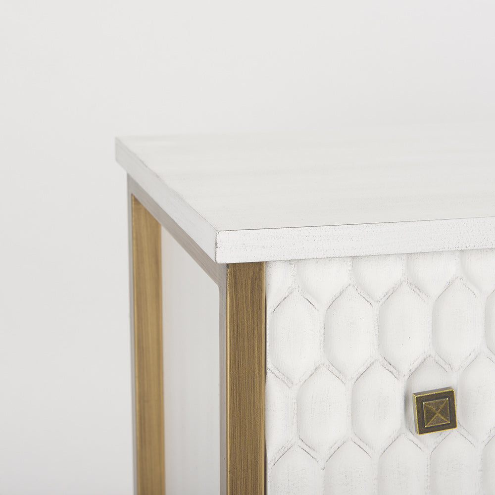 Mercana - Savannah White Fir Veneer w/ Gold Metal 3-Drawer Accent Cabinet - 69758_CLOSEOUT view 7