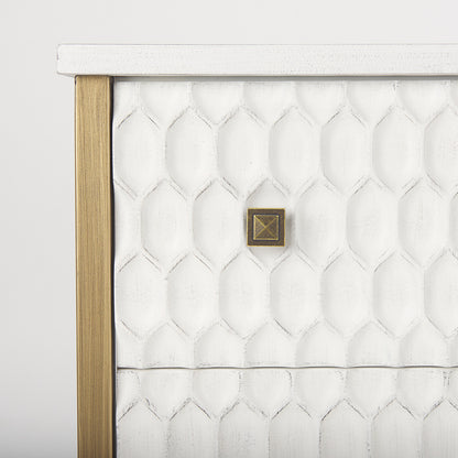 Mercana - Savannah White Fir Veneer w/ Gold Metal 3-Drawer Accent Cabinet - 69758_CLOSEOUT view 8