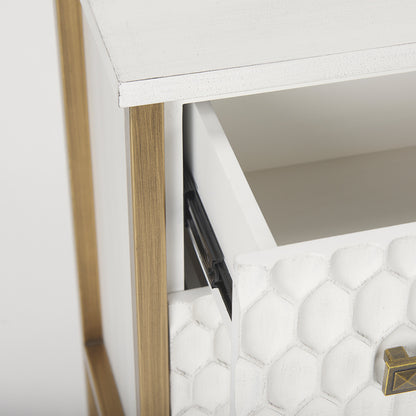 Mercana - Savannah White Fir Veneer w/ Gold Metal 3-Drawer Accent Cabinet - 69758_CLOSEOUT view 9