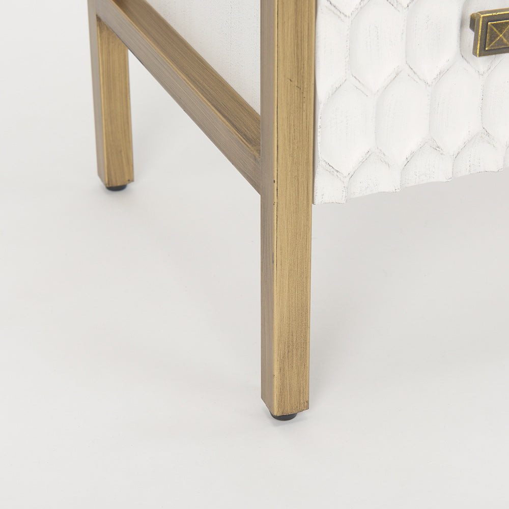 Mercana - Savannah White Fir Veneer w/ Gold Metal 3-Drawer Accent Cabinet - 69758_CLOSEOUT view 10