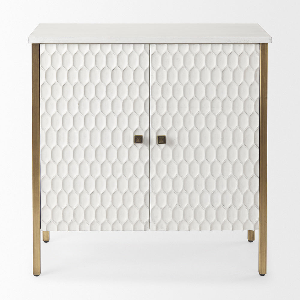 Mercana - Savannah White Fir Veneer w/ Gold Metal Accent 2-Door Accent Cabinet - 69760 view 2