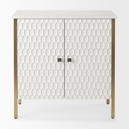 Mercana - Savannah White Fir Veneer w/ Gold Metal Accent 2-Door Accent Cabinet - 69760 view 2