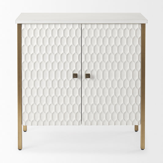 Mercana - Savannah White Fir Veneer w/ Gold Metal Accent 2-Door Accent Cabinet - 69760 view 2