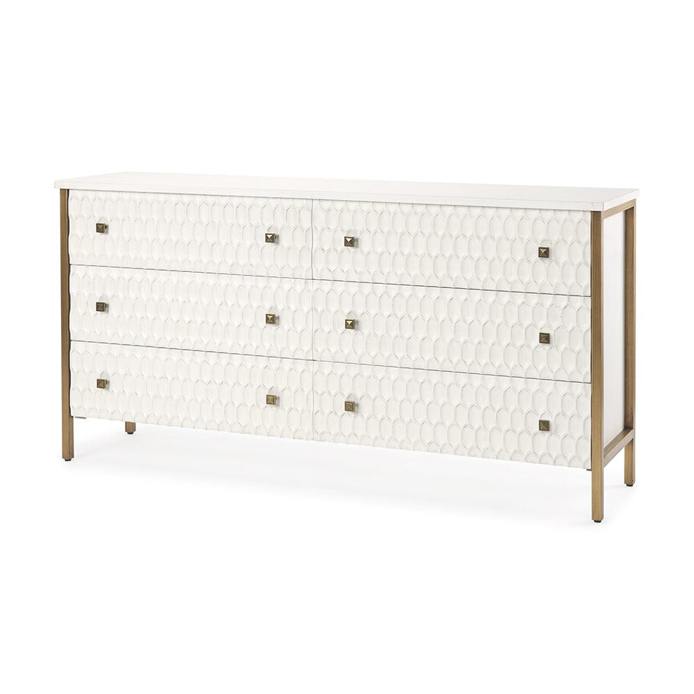 Mercana - Savannah White Fir Veneer w/ Gold Metal Accents 6-Drawer Sideboard - 69759_CLOSEOUT view 1