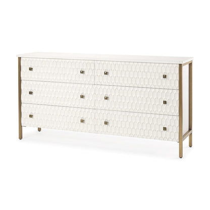 Mercana - Savannah White Fir Veneer w/ Gold Metal Accents 6-Drawer Sideboard - 69759_CLOSEOUT view 1