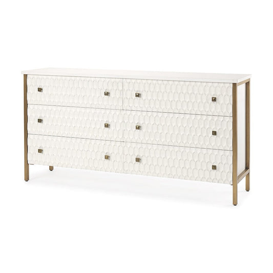 Mercana - Savannah White Fir Veneer w/ Gold Metal Accents 6-Drawer Sideboard - 69759_CLOSEOUT view 1