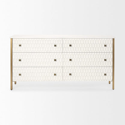 Mercana - Savannah White Fir Veneer w/ Gold Metal Accents 6-Drawer Sideboard - 69759_CLOSEOUT view 2