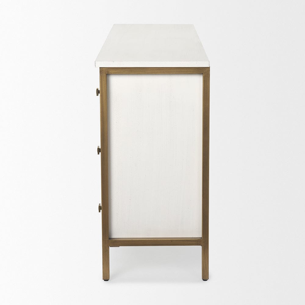 Mercana - Savannah White Fir Veneer w/ Gold Metal Accents 6-Drawer Sideboard - 69759_CLOSEOUT view 3