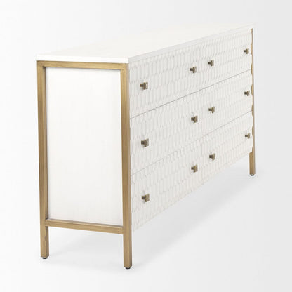 Mercana - Savannah White Fir Veneer w/ Gold Metal Accents 6-Drawer Sideboard - 69759_CLOSEOUT view 5