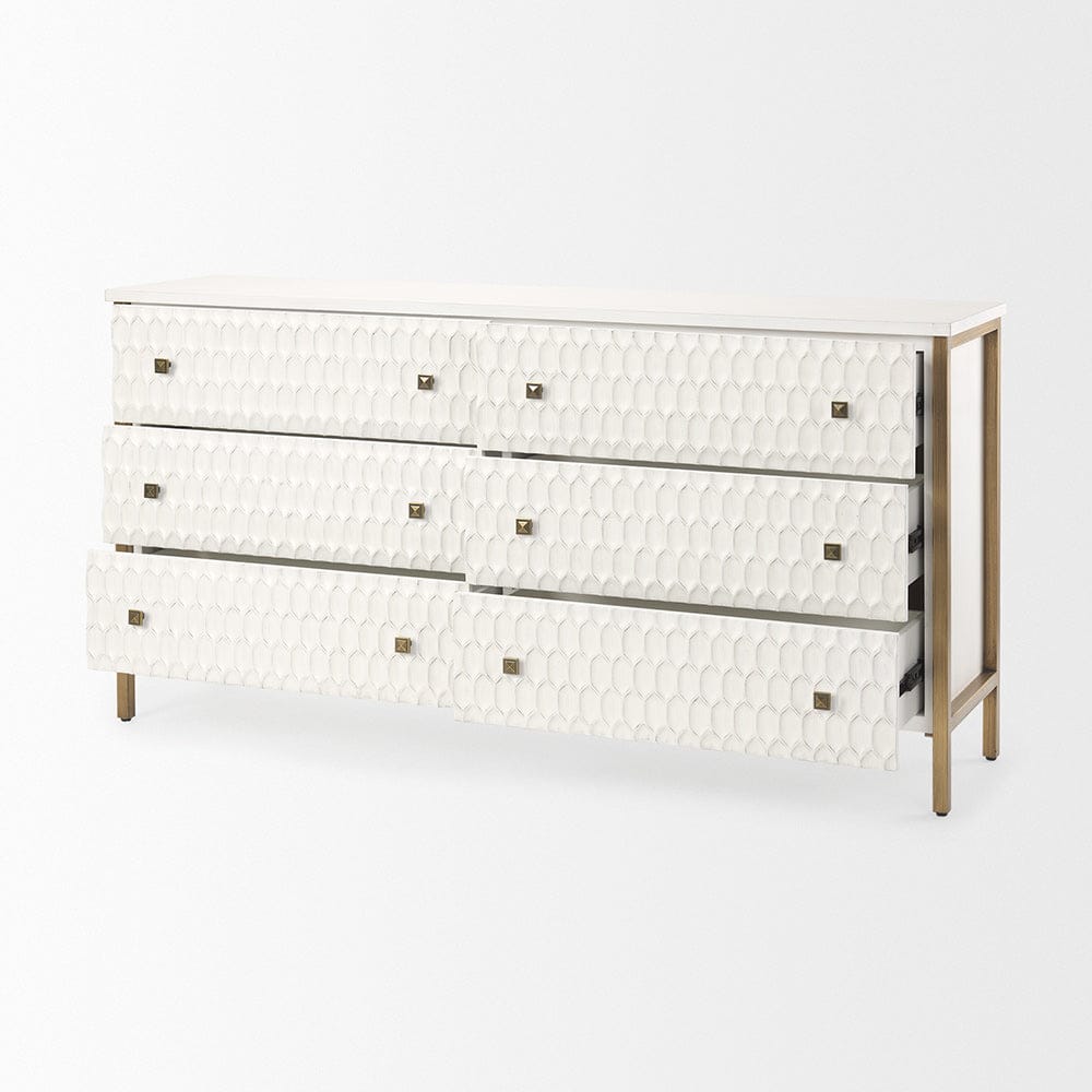 Mercana - Savannah White Fir Veneer w/ Gold Metal Accents 6-Drawer Sideboard - 69759_CLOSEOUT view 6