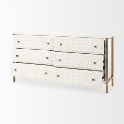 Mercana - Savannah White Fir Veneer w/ Gold Metal Accents 6-Drawer Sideboard - 69759_CLOSEOUT view 6