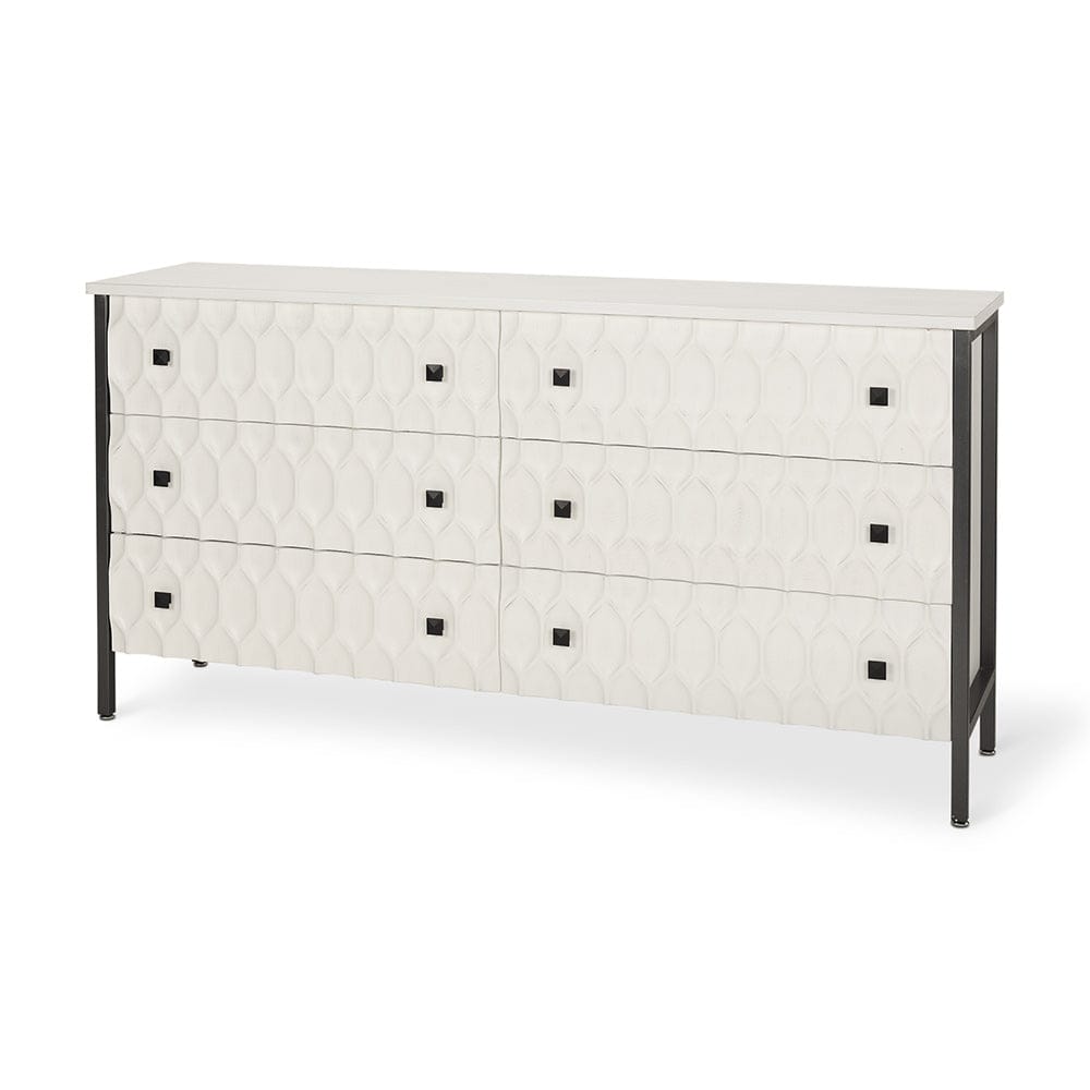 Mercana - Savannah White Fir Veneer w/ Gray Metal 6-Drawer Sideboard - 69974_CLOSEOUT view 1
