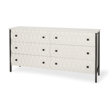 Mercana - Savannah White Fir Veneer w/ Gray Metal 6-Drawer Sideboard - 69974_CLOSEOUT view 1