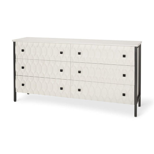 Mercana - Savannah White Fir Veneer w/ Gray Metal 6-Drawer Sideboard - 69974_CLOSEOUT view 1