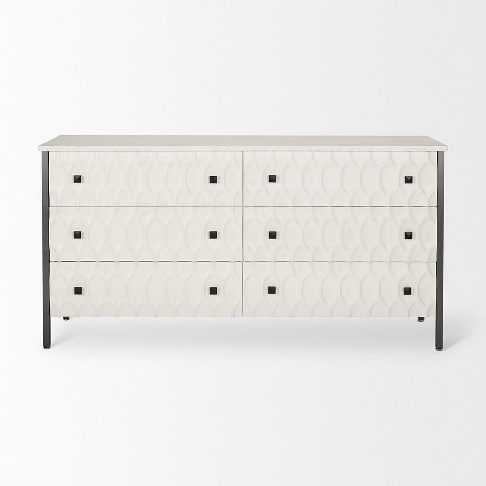 Mercana - Savannah White Fir Veneer w/ Gray Metal 6-Drawer Sideboard - 69974_CLOSEOUT view 6