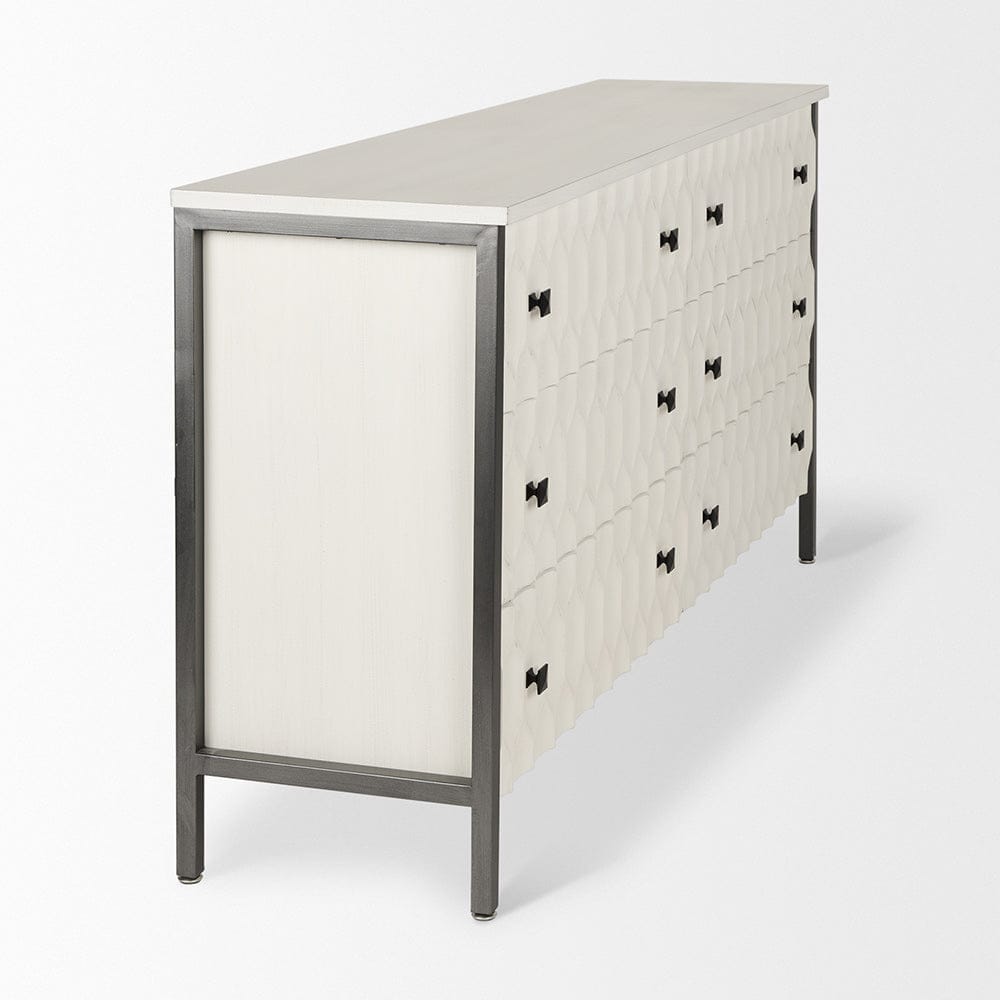 Mercana - Savannah White Fir Veneer w/ Gray Metal 6-Drawer Sideboard - 69974_CLOSEOUT view 9
