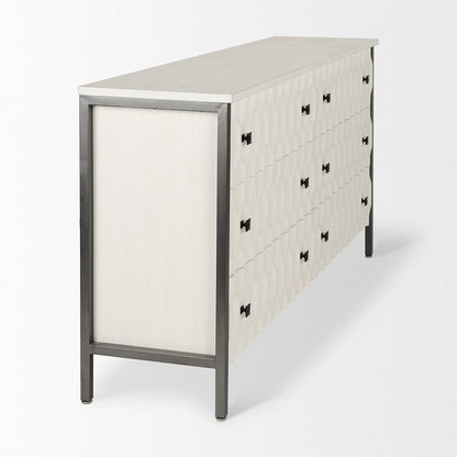 Mercana - Savannah White Fir Veneer w/ Gray Metal 6-Drawer Sideboard - 69974_CLOSEOUT view 9