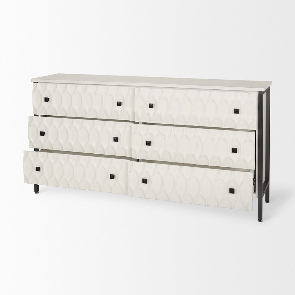 Mercana - Savannah White Fir Veneer w/ Gray Metal 6-Drawer Sideboard - 69974_CLOSEOUT view 10