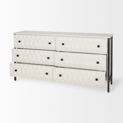 Mercana - Savannah White Fir Veneer w/ Gray Metal 6-Drawer Sideboard - 69974_CLOSEOUT view 10