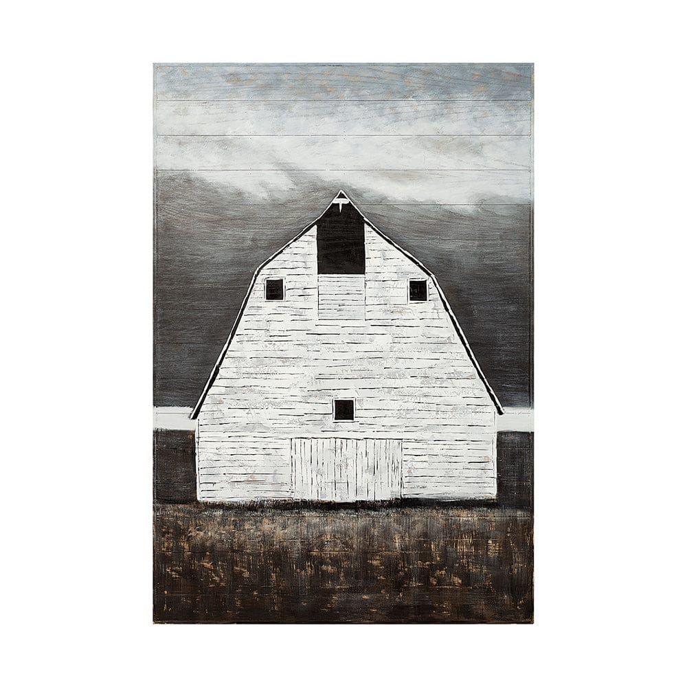Mercana - Sawmill Creek 42x62 Farmhouse White Barn Original Hand Painted on Wood Oil Painting - 40761 view 1