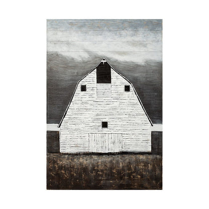 Mercana - Sawmill Creek 42x62 Farmhouse White Barn Original Hand Painted on Wood Oil Painting - 40761 view 1