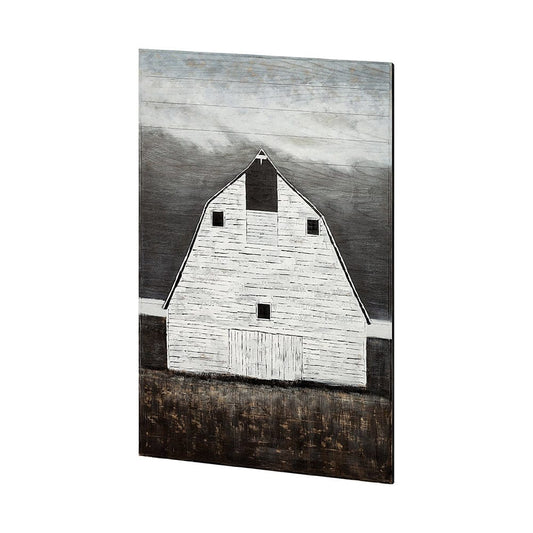Mercana - Sawmill Creek 42x62 Farmhouse White Barn Original Hand Painted on Wood Oil Painting - 40761 view 2