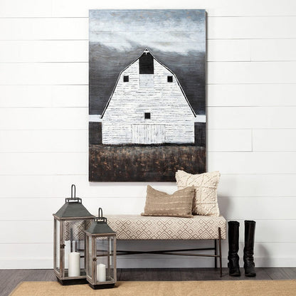 Mercana - Sawmill Creek 42x62 Farmhouse White Barn Original Hand Painted on Wood Oil Painting - 40761 view 6