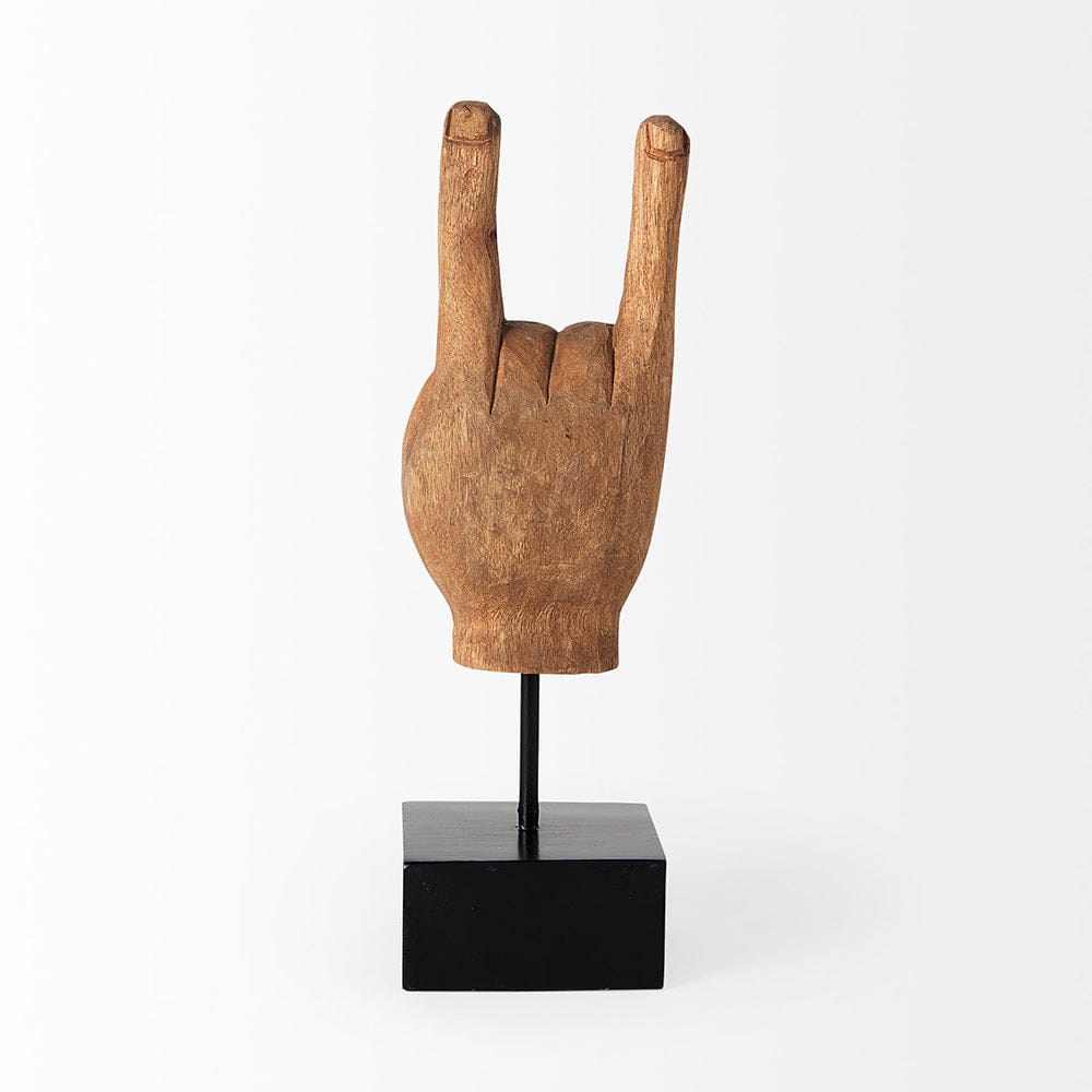 Mercana - Saxum 4L x 4W Natural Wooden Carved Hang Loose Hand - 57948 view 4