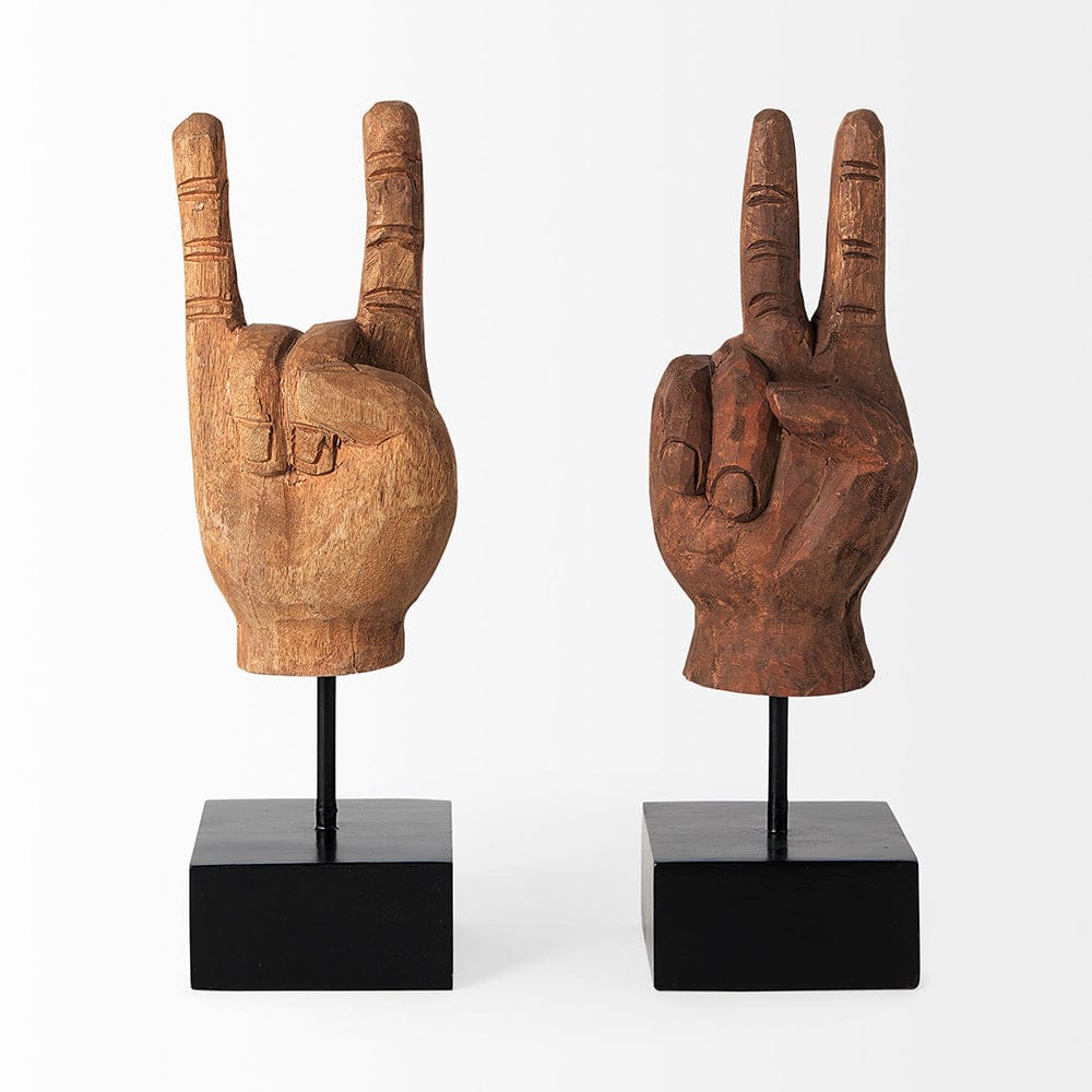 Mercana - Saxum 4L x 4W Natural Wooden Carved Hang Loose Hand - 57948 view 5