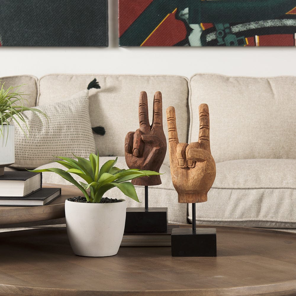 Mercana - Saxum 4L x 4W Natural Wooden Carved Hang Loose Hand - 57948 view 12