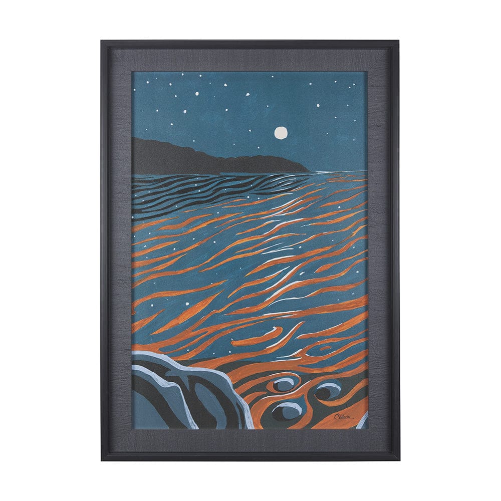 Mercana - Sea bay at night II by Mercana Studio a Hand Embellished Textured Framed Art Print - 14270 view 1