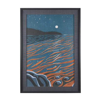 Mercana - Sea bay at night II by Mercana Studio a Hand Embellished Textured Framed Art Print - 14270 view 1