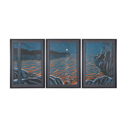 Mercana - Sea bay at night II by Mercana Studio a Hand Embellished Textured Framed Art Print - 14270 view 8