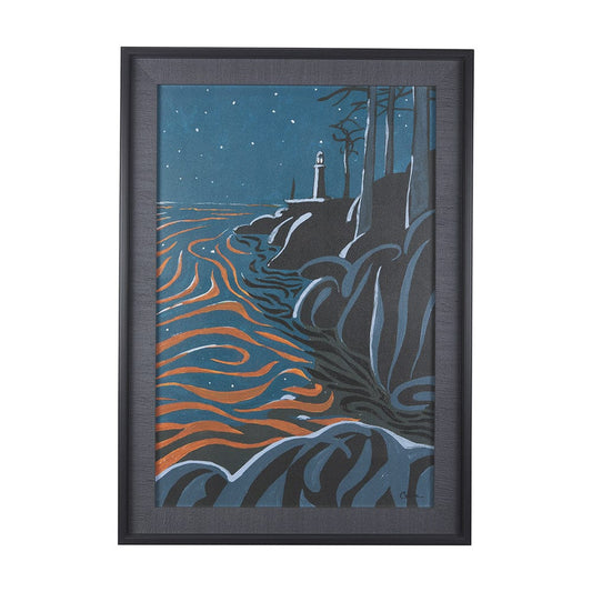 Mercana - Sea bay at night III by Mercana Studio a Hand Embellished Textured Framed Art Print - 14271 view 1