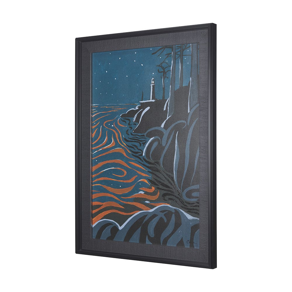 Mercana - Sea bay at night III by Mercana Studio a Hand Embellished Textured Framed Art Print - 14271 view 2