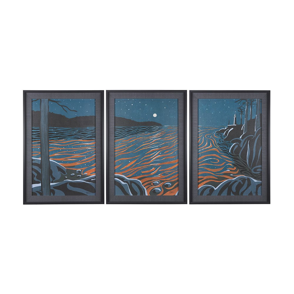 Mercana - Sea bay at night III by Mercana Studio a Hand Embellished Textured Framed Art Print - 14271 view 8