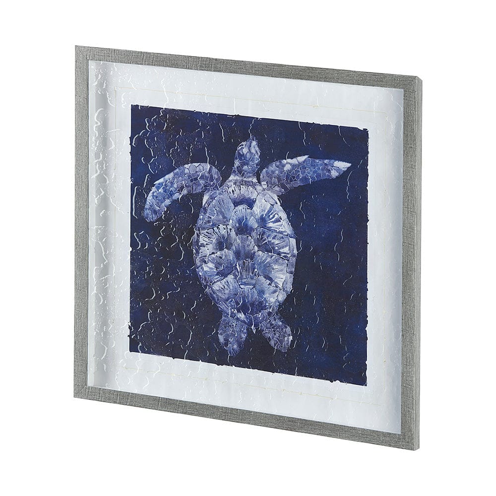 Mercana - Sea Turtle Shadow II by Grace Popp a Hand Embellished Textured Framed Art Print Matted under Glass - 10065 view 2
