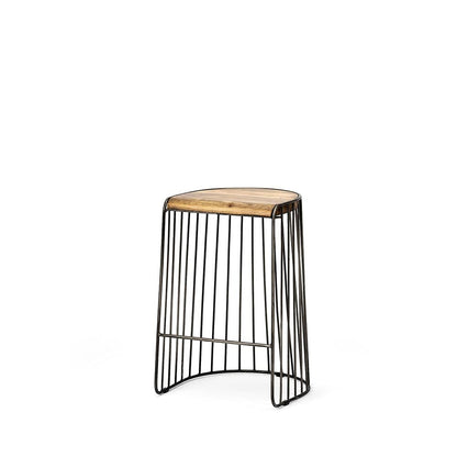 Mercana - Seagram 25.6" Seat Height Brown Wood Seat Black Metal Frame Stool - 68137_CLOSEOUT view 1