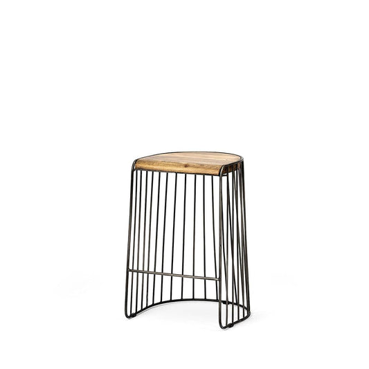 Mercana - Seagram 25.6" Seat Height Brown Wood Seat Black Metal Frame Stool - 68137_CLOSEOUT view 1