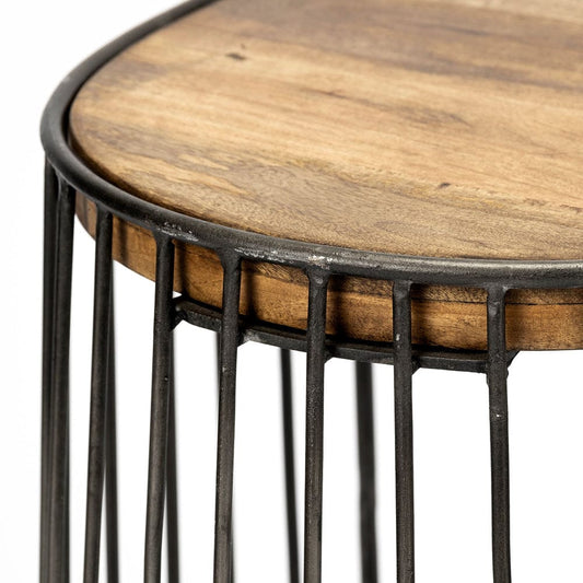 Mercana - Seagram 25.6" Seat Height Brown Wood Seat Black Metal Frame Stool - 68137_CLOSEOUT view 2