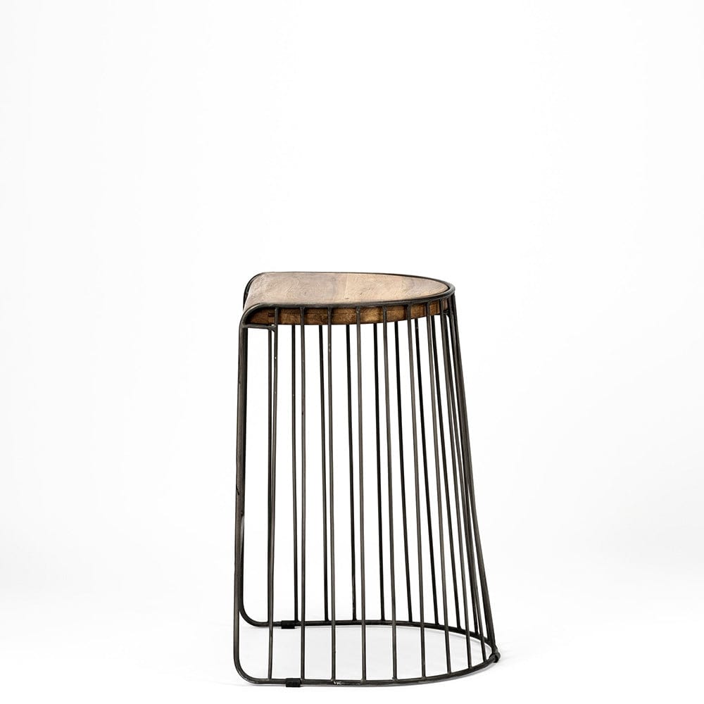 Mercana - Seagram 25.6" Seat Height Brown Wood Seat Black Metal Frame Stool - 68137_CLOSEOUT view 6