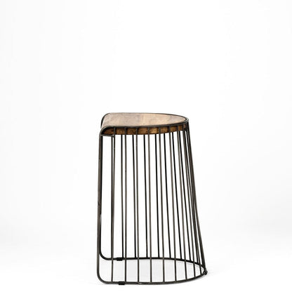 Mercana - Seagram 25.6" Seat Height Brown Wood Seat Black Metal Frame Stool - 68137_CLOSEOUT view 6